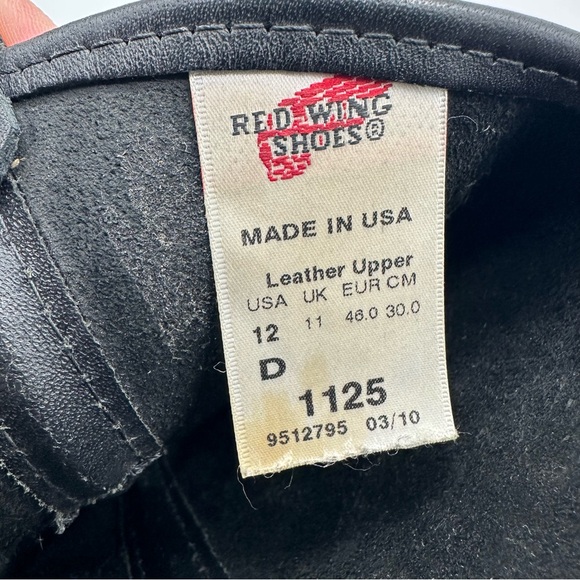 Red Wing Pecos Black Boots Mens 12 D Leather 1125 Western Work USA Made READ - Picture 12 of 14